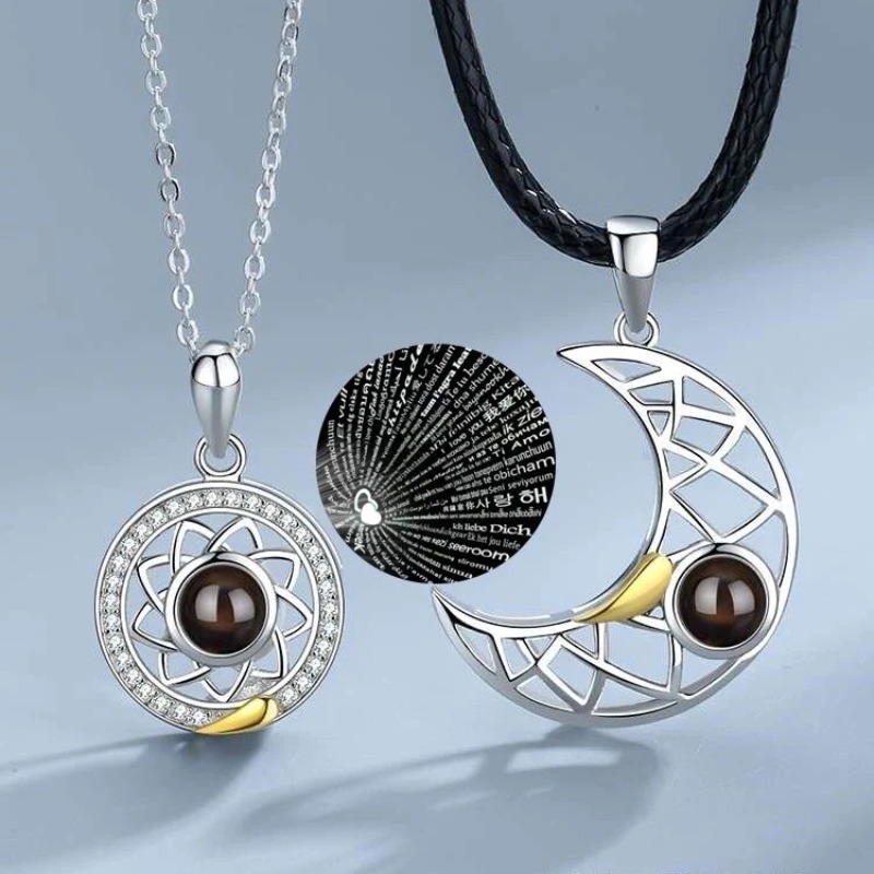 Magnetic Couple Matching Necklaces - 1 คู่แม่เหล็กคู่สร้อยคอสําหรับหญิงชาย 100 ภาษา I Love