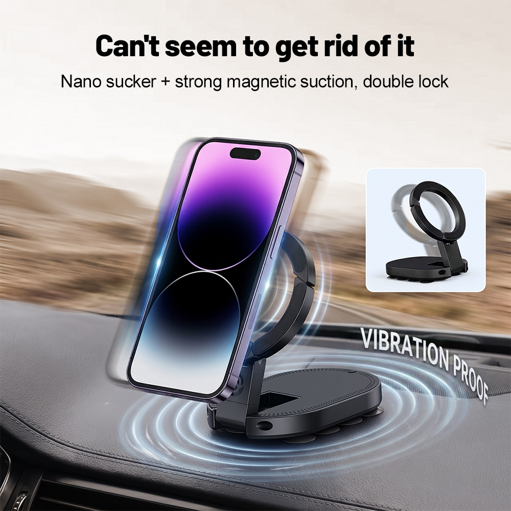 Watch Accessories - 360 ° ที่วางโทรศัพท์แม่เหล็กแบบหมุนได้ 3-in-1 พร้อมถ้วยดูด ปรับมุมได้หลายทิศทาง