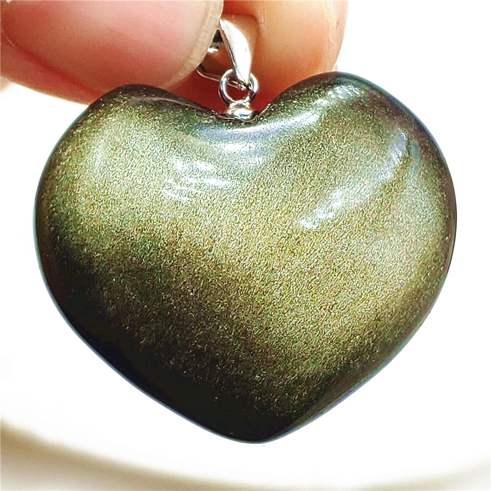 Crystal Pendant Necklace Natural Stone - สร้อยคอจี้หินออบซิเดียนสีทองธรรมชาติ สำหรับผู้หญิงและผู้ชาย แฟชั่นหินออบซิเดียนธรรมชาติ เสริมโชคลาภ ระดับ AAAAA