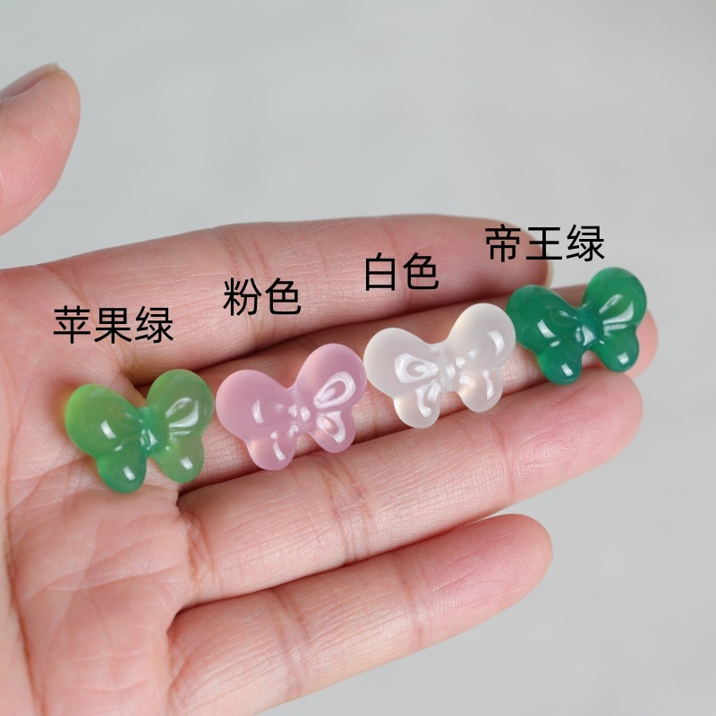Earrings - 2PC ธรรมชาติ คาลเซโดนี โบว์ไทสองด้าน DIY จี้
