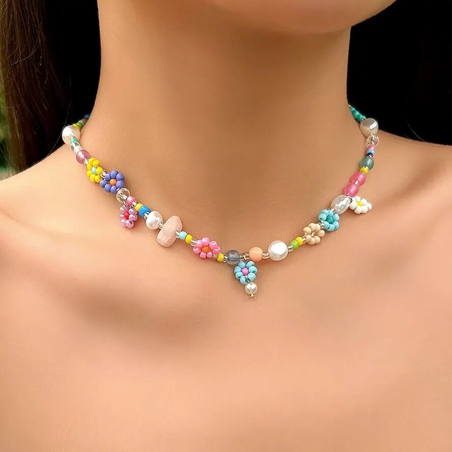 Pearl Choker Necklace Vintage - Boho สร้อยคอโชคเกอร์เม็ดไข่มุกเทียมแบบเรียบง่ายสำหรับผู้หญิงผู้ชายสร้อยคอสแตนเลสสตีลแฮนด์เมดของขวัญเครื่องประดับ Y2K สวยงาม