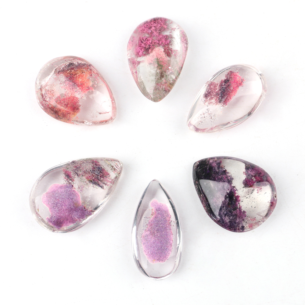 Crystal Pendant Necklace Natural Stone - ลูกปัดควอตซ์สีม่วงคริสตัล โกสต์ แฟนทอม 1 ชิ้น แบบสุ่ม
