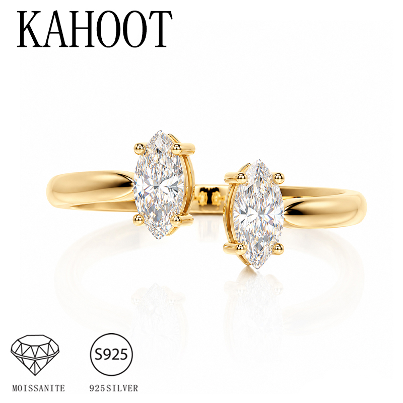 Moissanite Engagement Ring 1 Carat - แหวนเงินแท้ 925 ขนาด 1 กะรัต พร้อมช่องปรับขนาดได้และประดับด้วยโมอิสซาไนต์