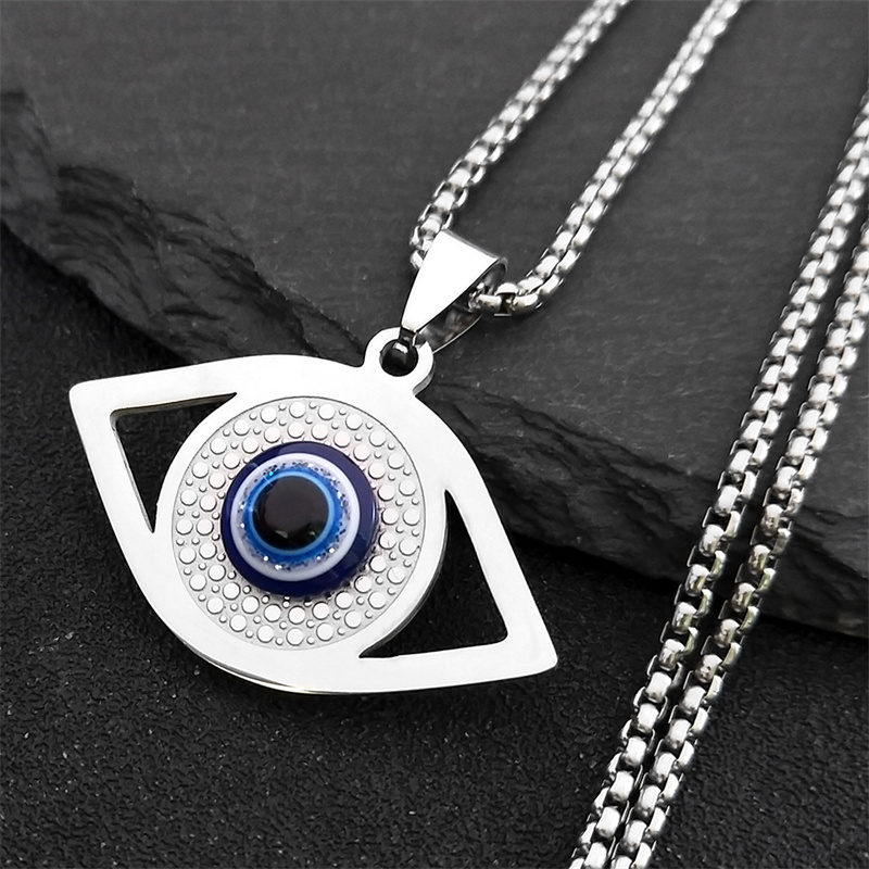 Necklaces - อิสลาม ฮัมซา สร้อยคอตาปีศาจสีฟ้า สแตนเลส สร้อยข้อมือตาตุรกี เครื่องประดับกรีก