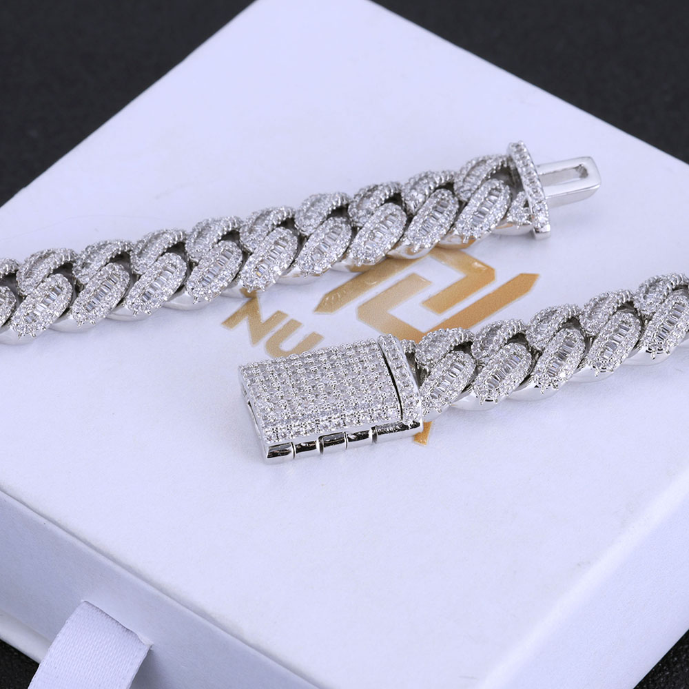 Cuban Link Chain 12Mm - Nuoya เครื่องประดับฮิปฮอป12มม. เพชรสี่เหลี่ยมเพชร CZ วิบวับการตั้งค่าคิวบาสร้อยคอเชื่อมโยงของ Homme