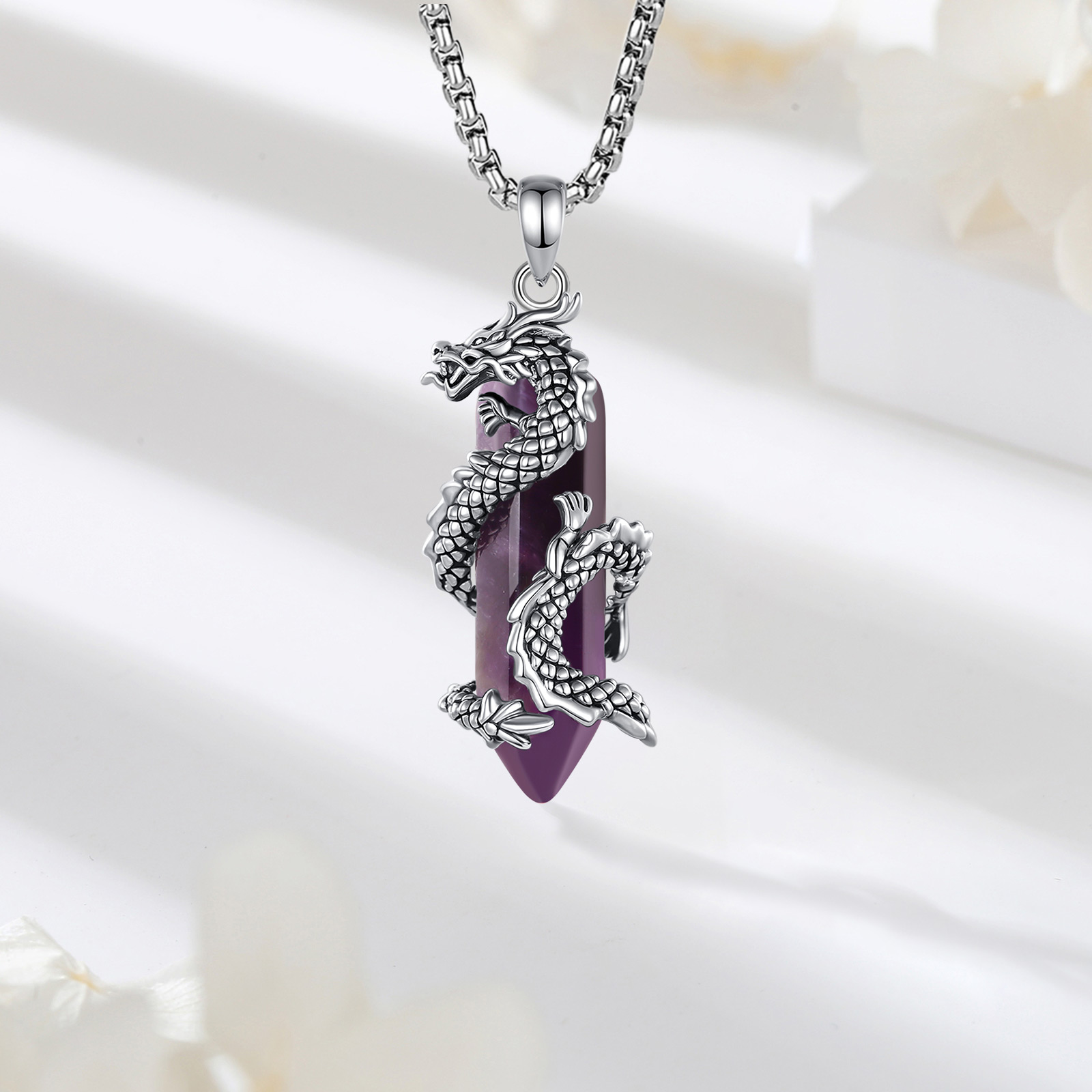 ยูโดรา อเมทิสต์ ดราก้อนสร้อยคอ - Crystal Pendant Necklace Natural Stone บทวิจารณ์และราคา