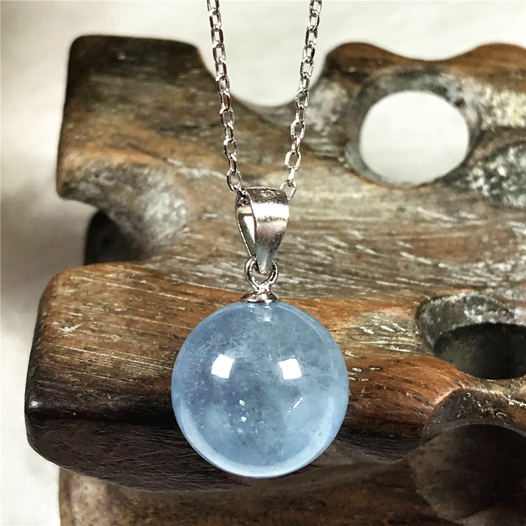 13Mm Natural Blue Aquamarine จ - Crystal Pendant Necklace Natural Stone บทวิจารณ์และราคา