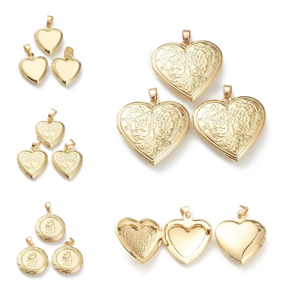 จี้รูปหัวใจแบบเปิดได้ 10 ชิ้น  - Heart Locket Necklace Photo บทวิจารณ์และราคา