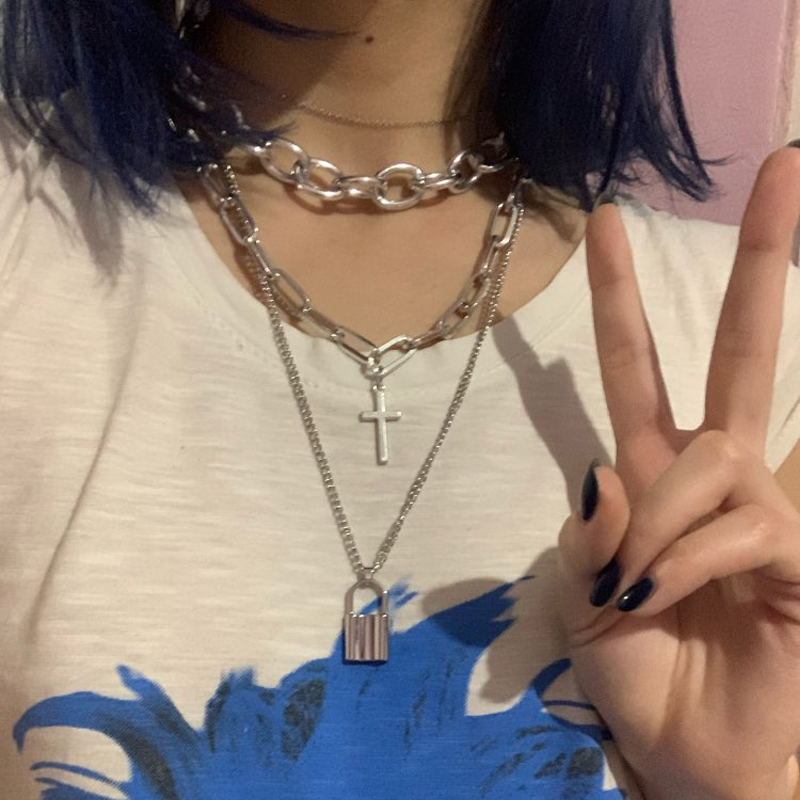 FNQUFUJ Layered Grunge Aesthet - Layered Pendant Necklace Aesthetic บทวิจารณ์และราคา
