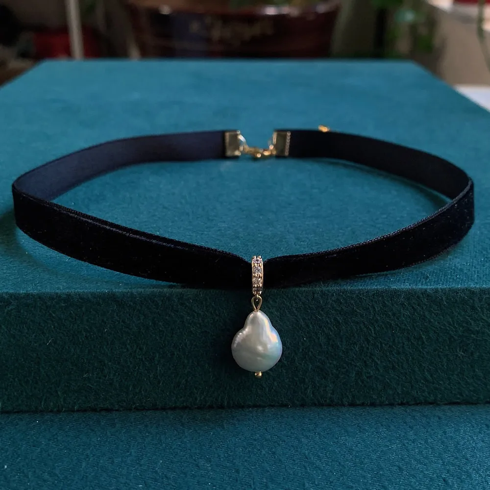 กํามะหยี่สีดําริบบิ้นChokerไม่ - Pearl Choker Necklace Vintage บทวิจารณ์และราคา