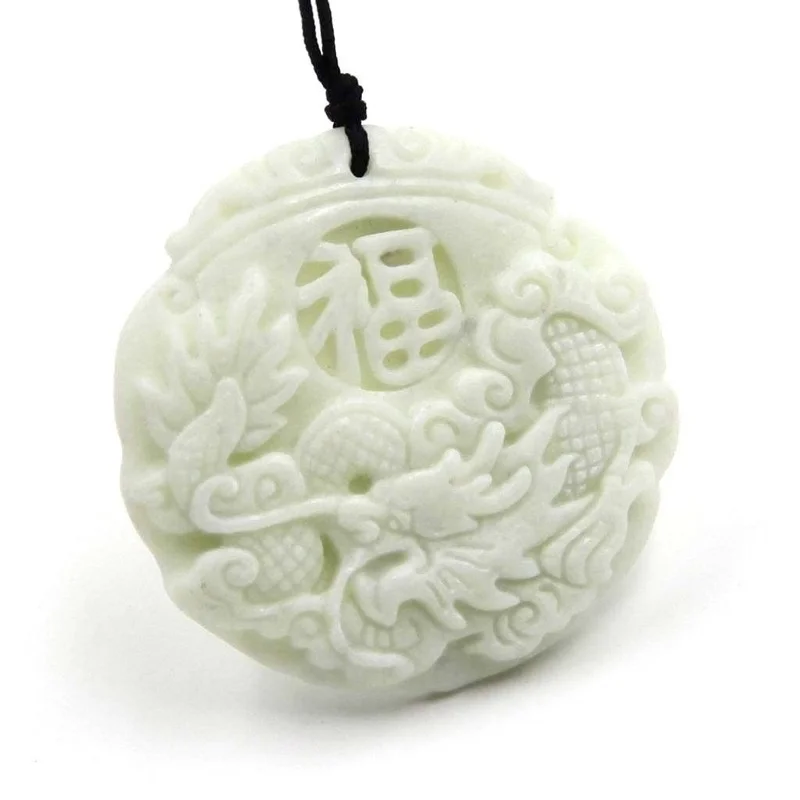 หยกสีขาวธรรมชาติ Dragon Phoeni - Necklaces บทวิจารณ์และราคา