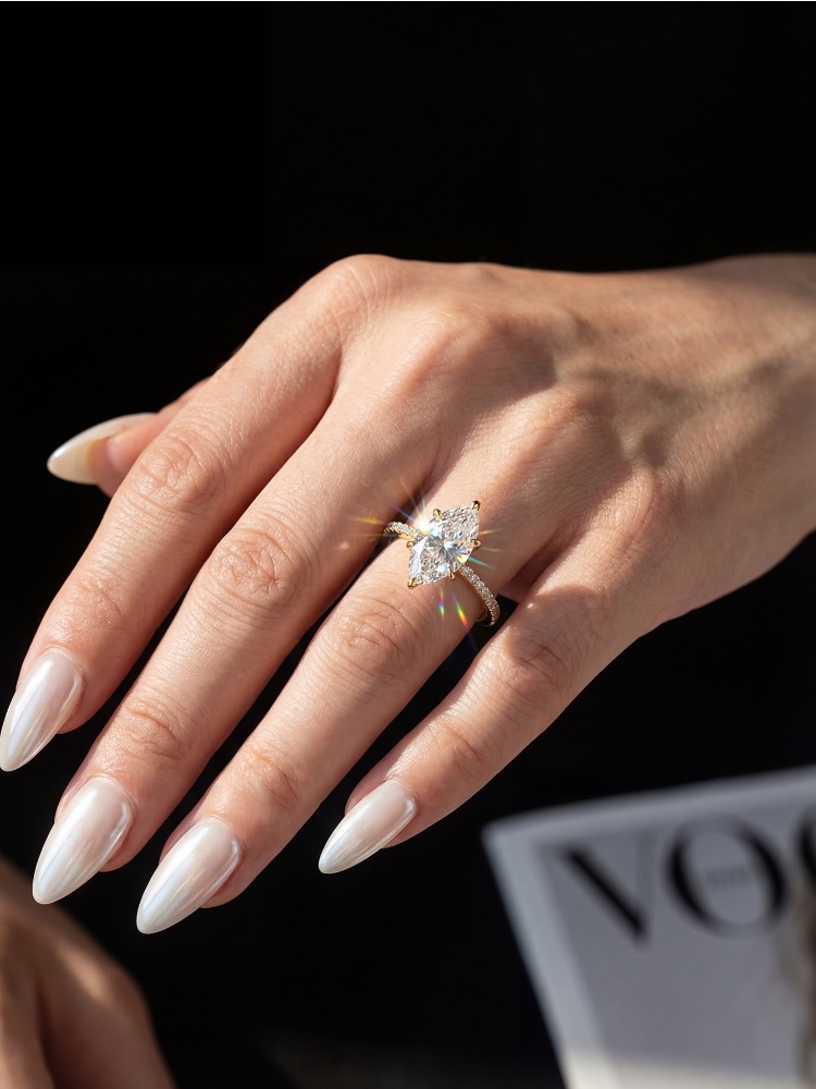 แหวนมาร์ควิสเพชรโมอิสซาไนต์แท้ - Moissanite Engagement Ring 1 Carat บทวิจารณ์และราคา