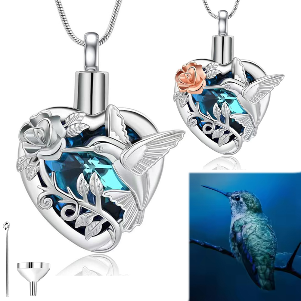 Hummingbird Heart Urn Locket ส - Heart Locket Necklace Photo บทวิจารณ์และราคา