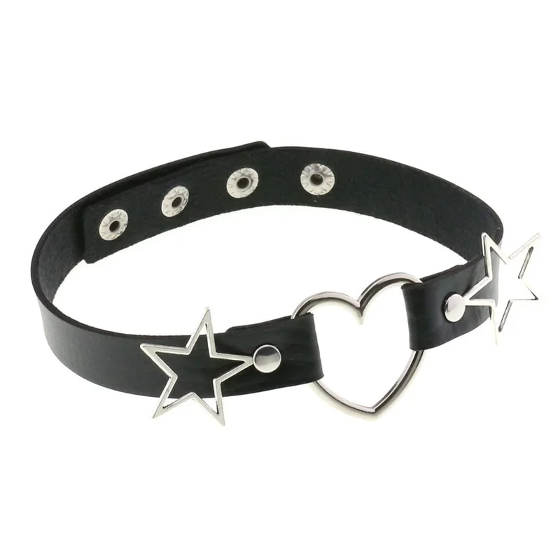 Decopunk Punk PU หนังหัวใจดาว  - Goth Punk Spike Choker บทวิจารณ์และราคา