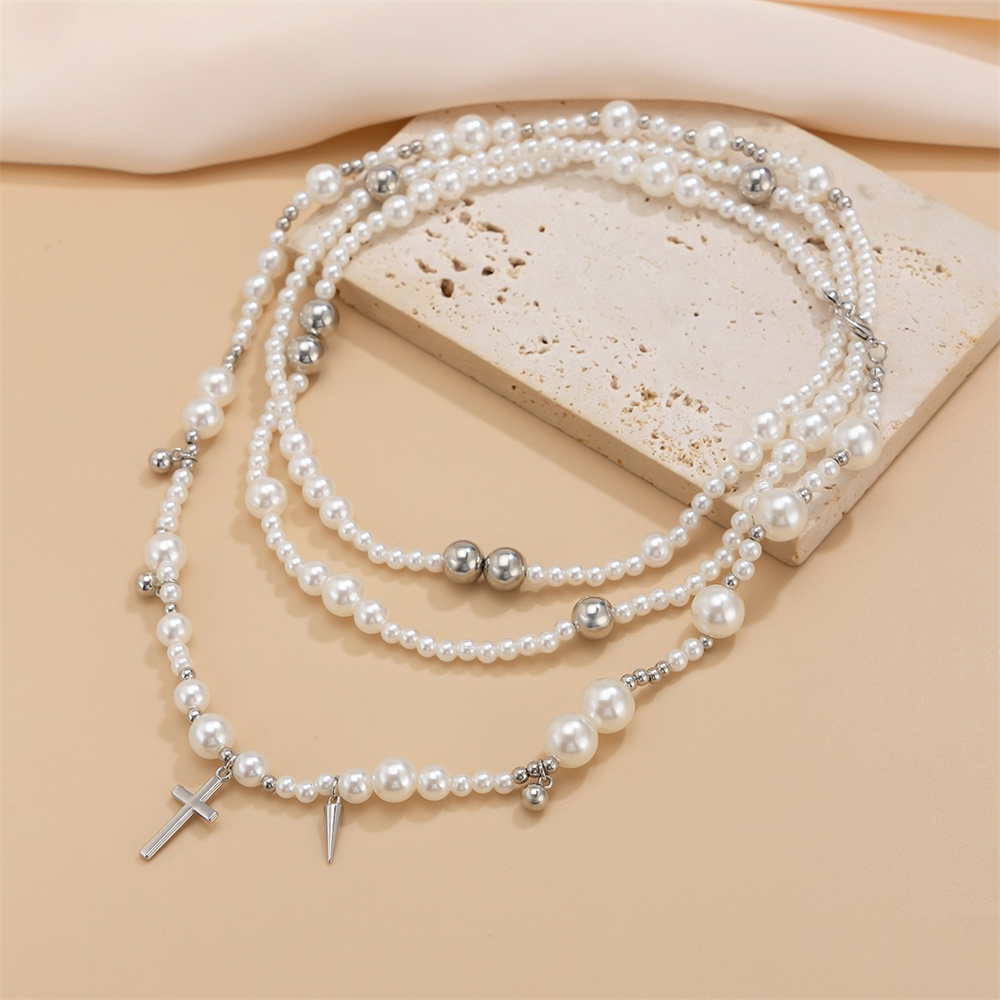 Multi-Layerเลียนแบบไข่มุกลูกปั - Layered Pendant Necklace Aesthetic บทวิจารณ์และราคา