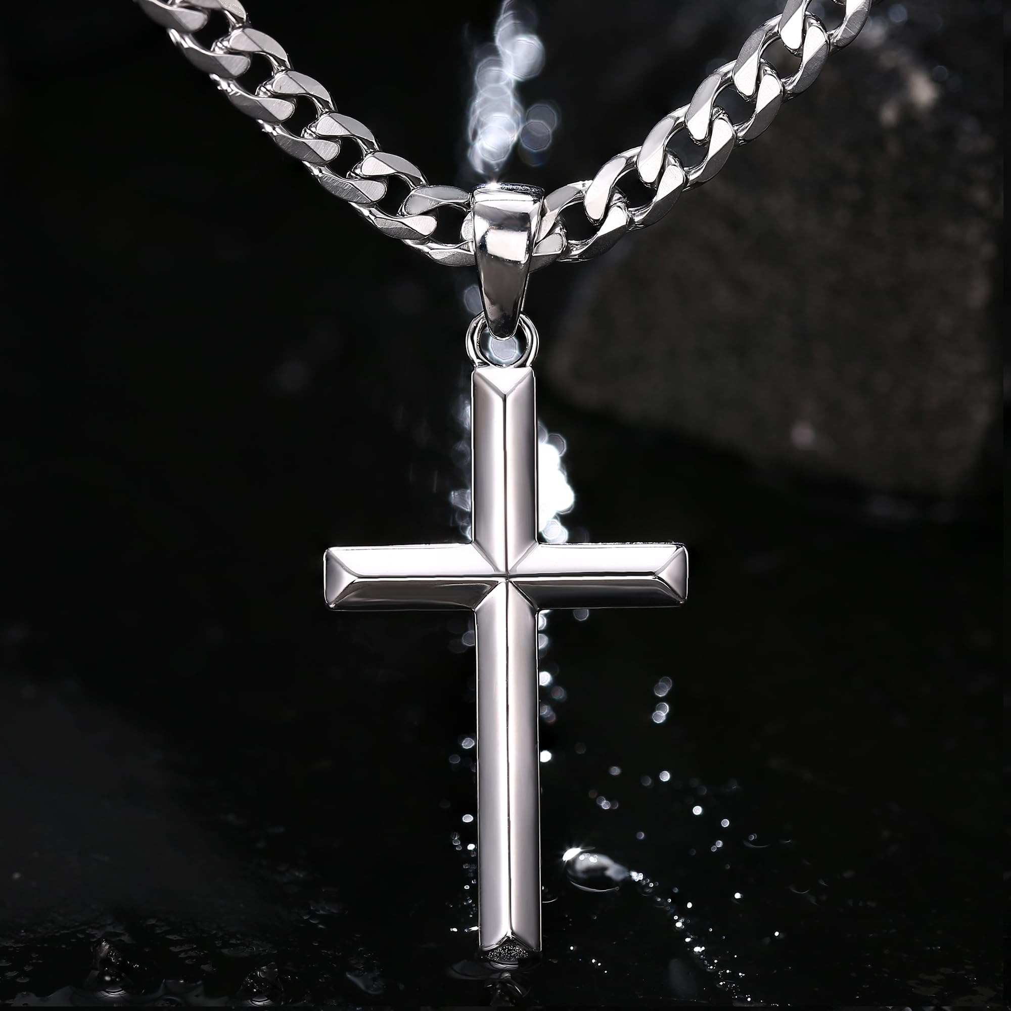 สร้อยคอเงินแท้ 925 รูปไม้กางเข - 925 Sterling Silver Chain Necklace Men บทวิจารณ์และราคา