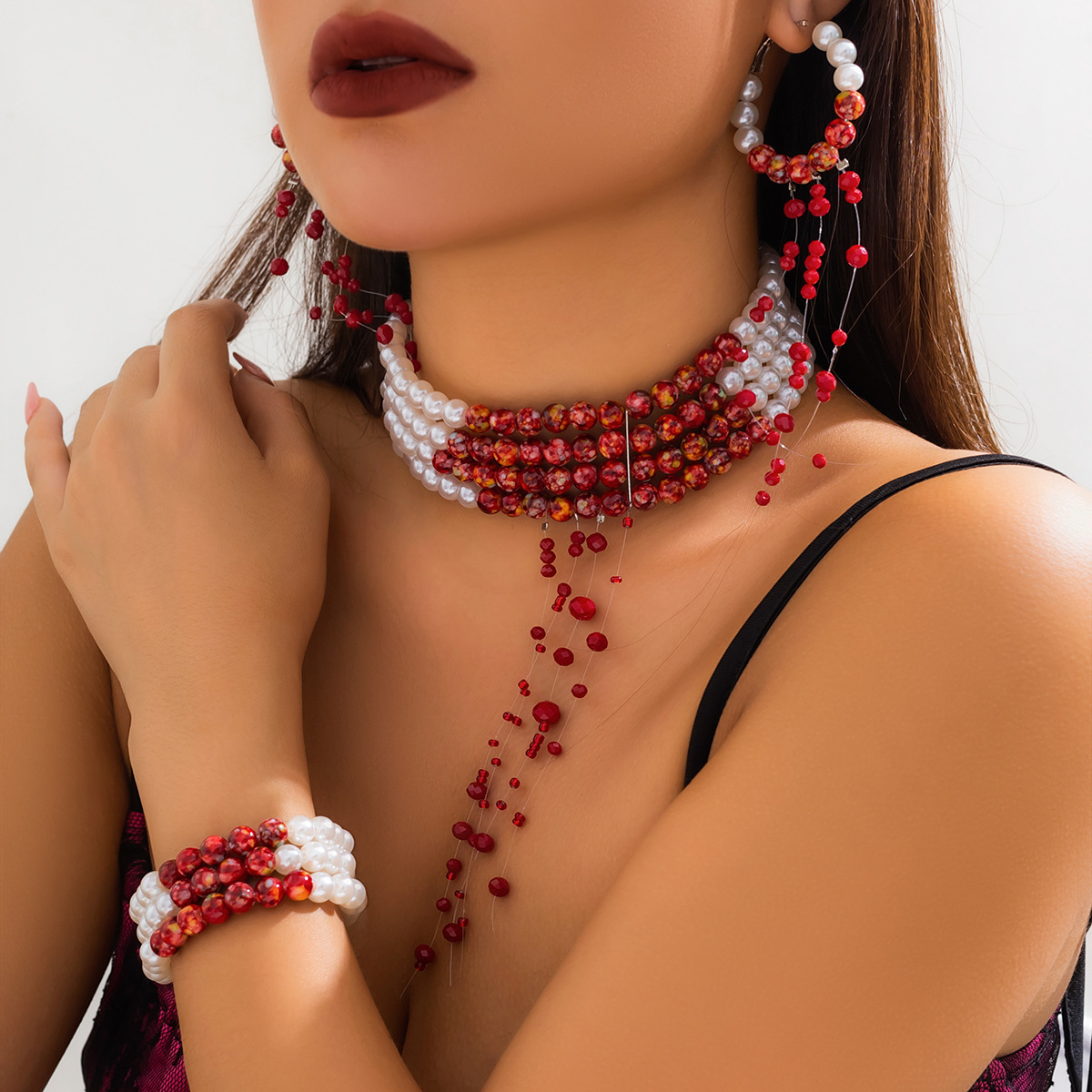 สร้อยคอจี้พู่ไข่มุกเทียมรูปเลื - Pearl Choker Necklace Vintage บทวิจารณ์และราคา
