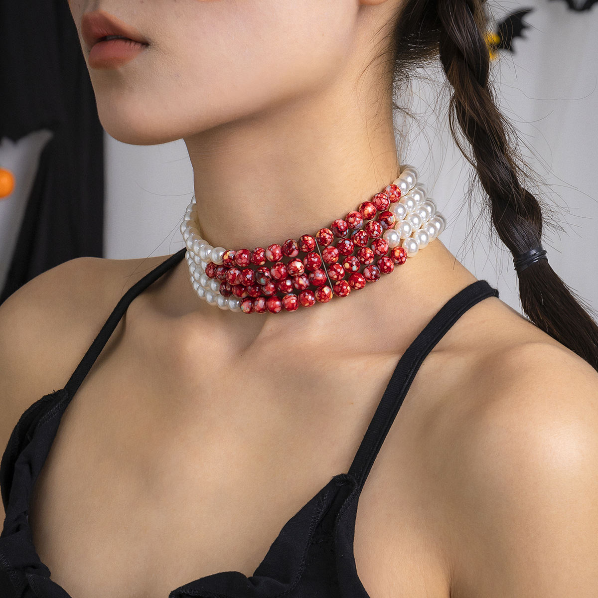 สร้อยคอจี้พู่ไข่มุกเทียมรูปเลื - Pearl Choker Necklace Vintage บทวิจารณ์และราคา
