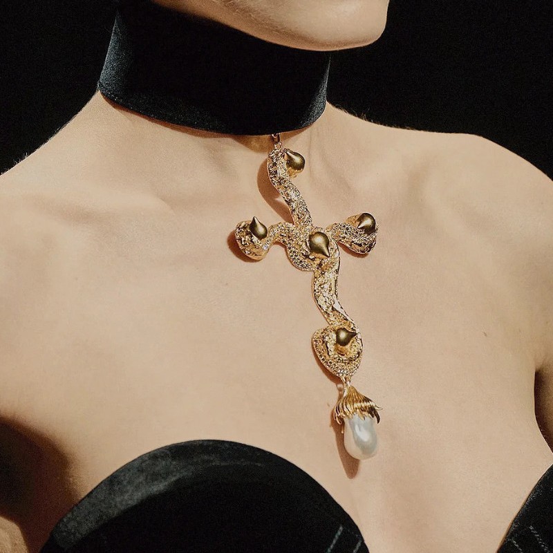 สร้อยคอจี้ไข่มุกบาโรกสไตล์วินเ - Pearl Choker Necklace Vintage บทวิจารณ์และราคา
