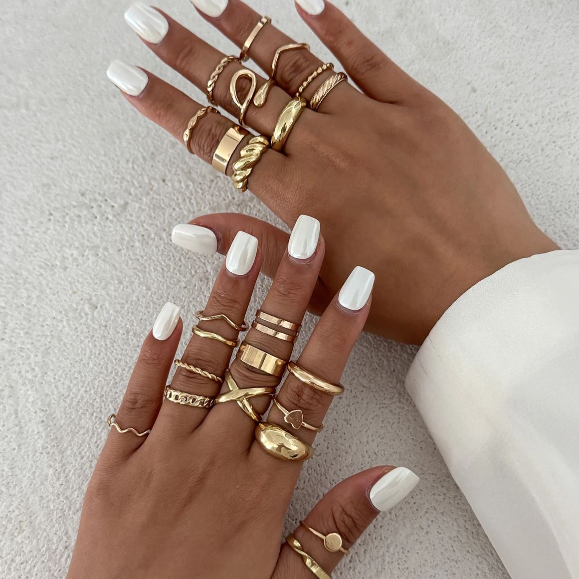 ชุดแหวนเปิดรูปทรงเรขาคณิตทันสม - Vintage Punk Knuckle Rings Set บทวิจารณ์และราคา