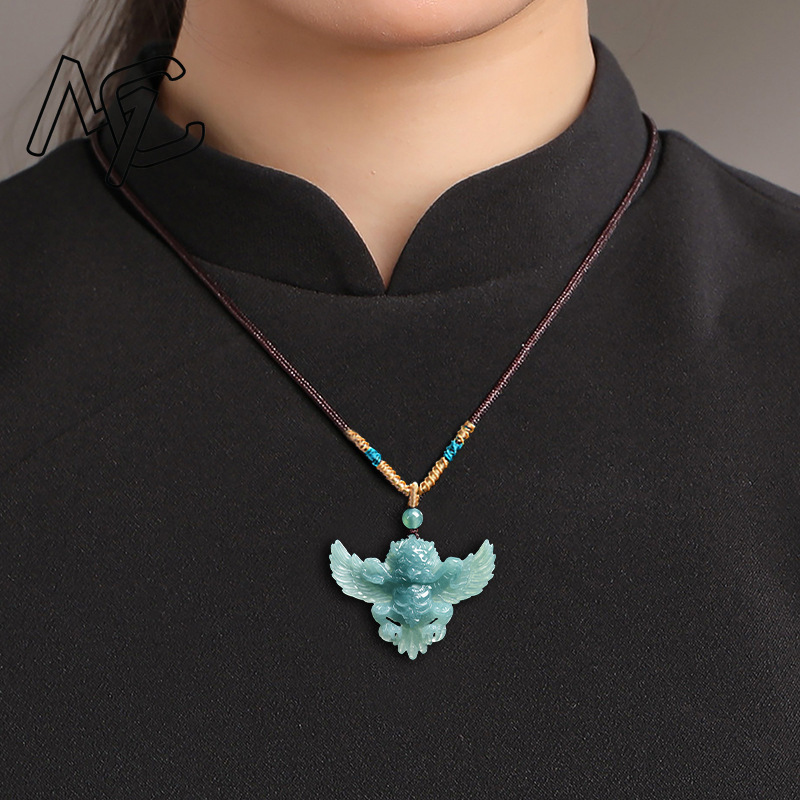 จี้สร้อยคอหยกเขียวธรรมชาติแท้แ - Necklaces บทวิจารณ์และราคา