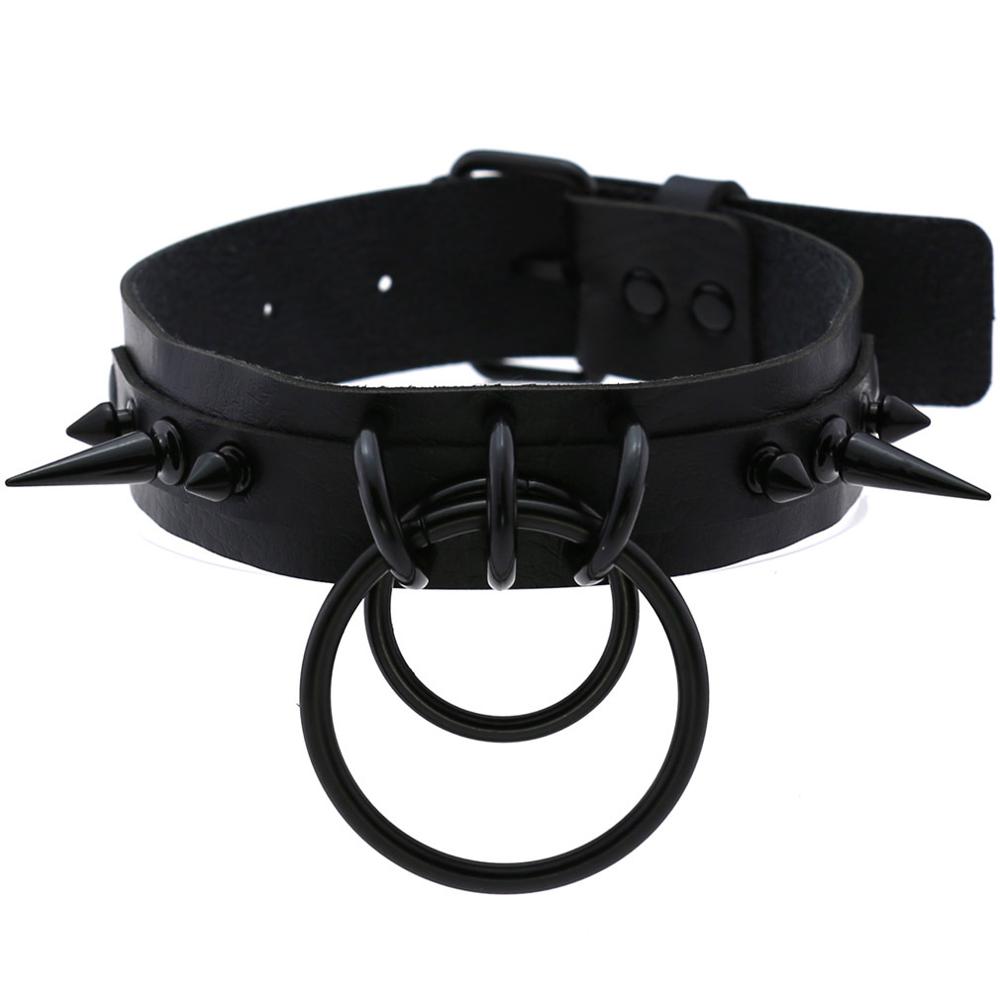 สีดำ Spiked Choker Goth คอหนัง - Goth Punk Spike Choker บทวิจารณ์และราคา