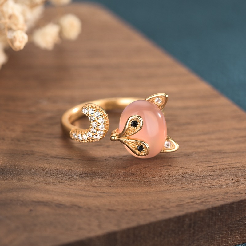 แหวนหยกธรรมชาติสีชมพูรูปสุนัขจ - Rings บทวิจารณ์และราคา