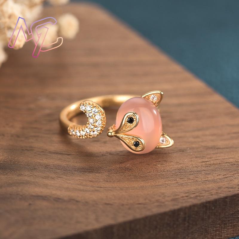 แหวนหยกธรรมชาติสีชมพูรูปสุนัขจ - Rings บทวิจารณ์และราคา