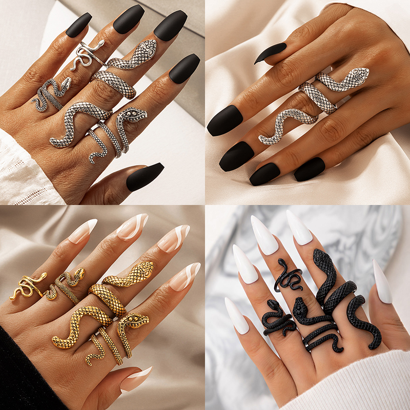 ชุดแหวนข้อนิ้วรูปงูพังค์สำหรับ - Vintage Punk Knuckle Rings Set บทวิจารณ์และราคา