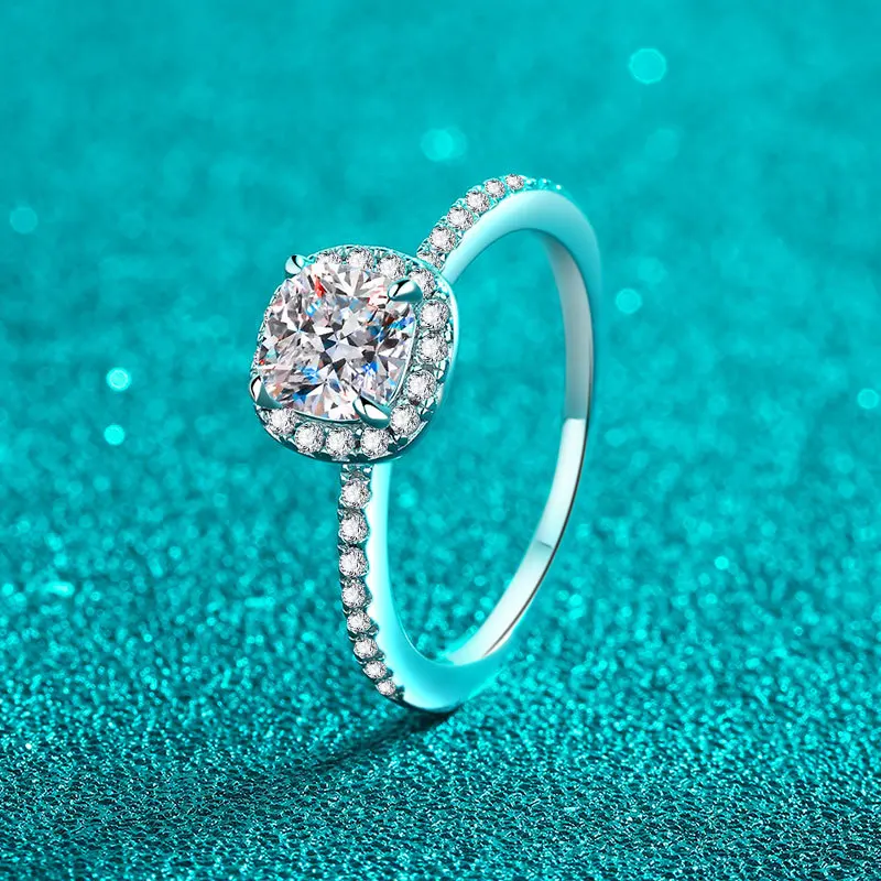 แหวนเงินแท้ S925 ประดับโมอิสซา - Moissanite Engagement Ring 1 Carat บทวิจารณ์และราคา