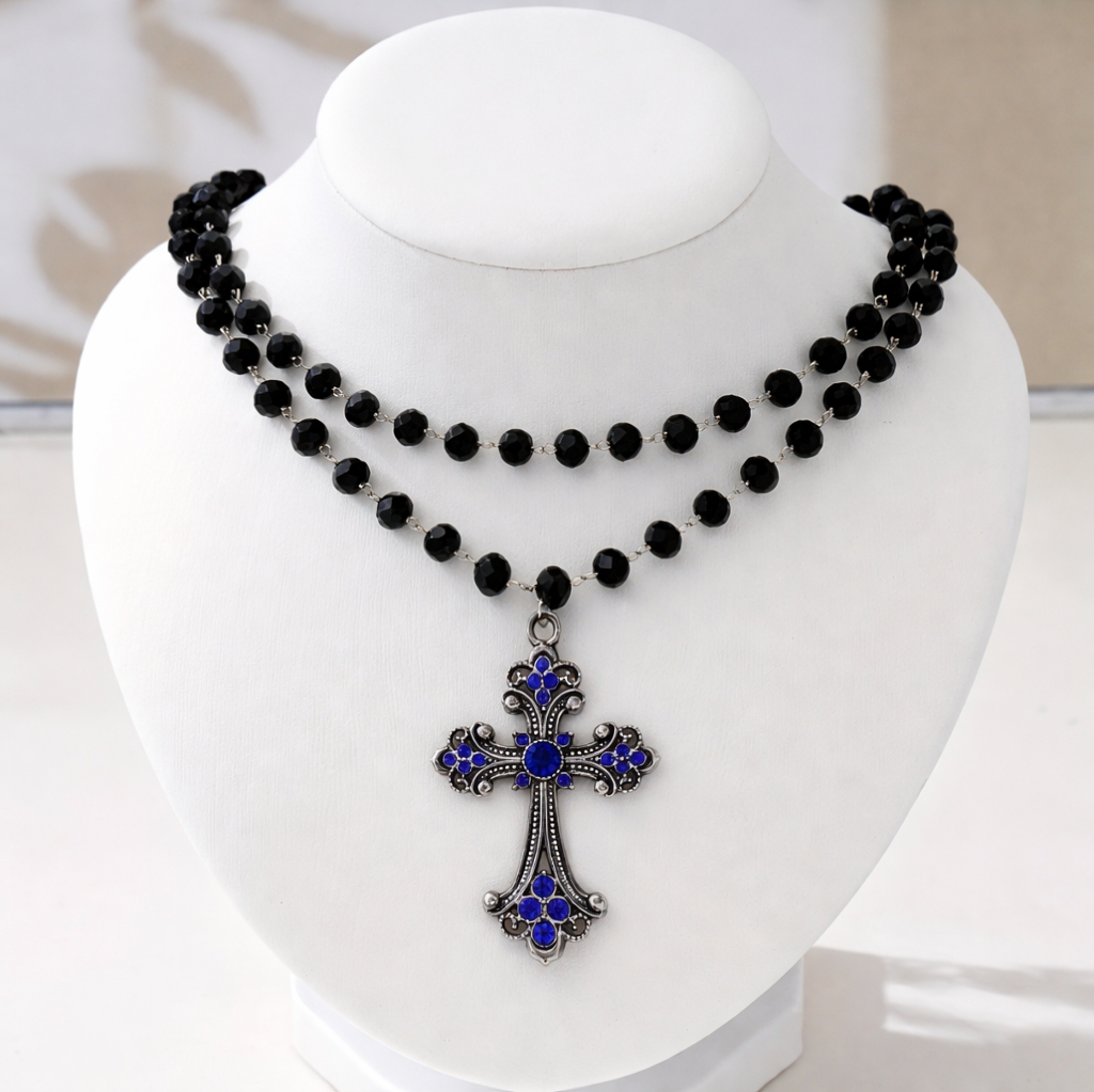 สร้อยคอครอสแบบเลเยอร์สไตล์ Y2K - Layered Pendant Necklace Aesthetic บทวิจารณ์และราคา