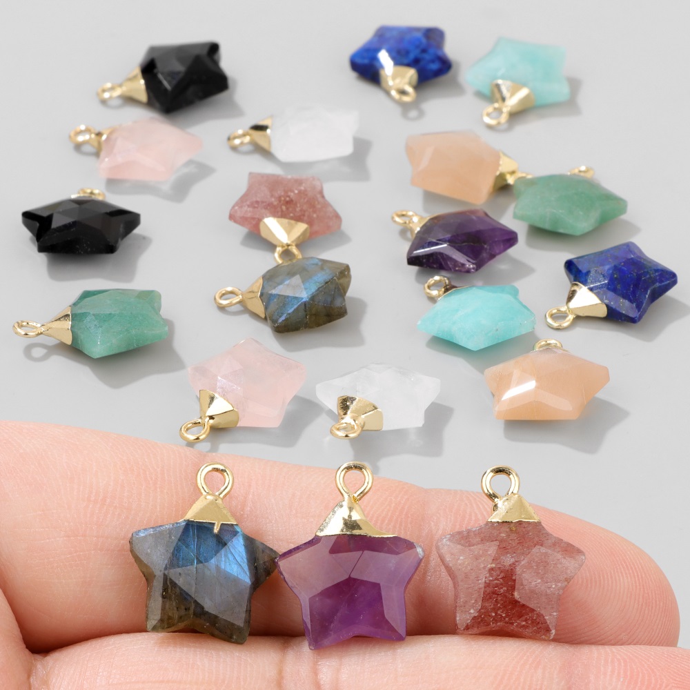 2ชิ้นรูปดาว liontin Batu 15มม. - Crystal Pendant Necklace Natural Stone บทวิจารณ์และราคา